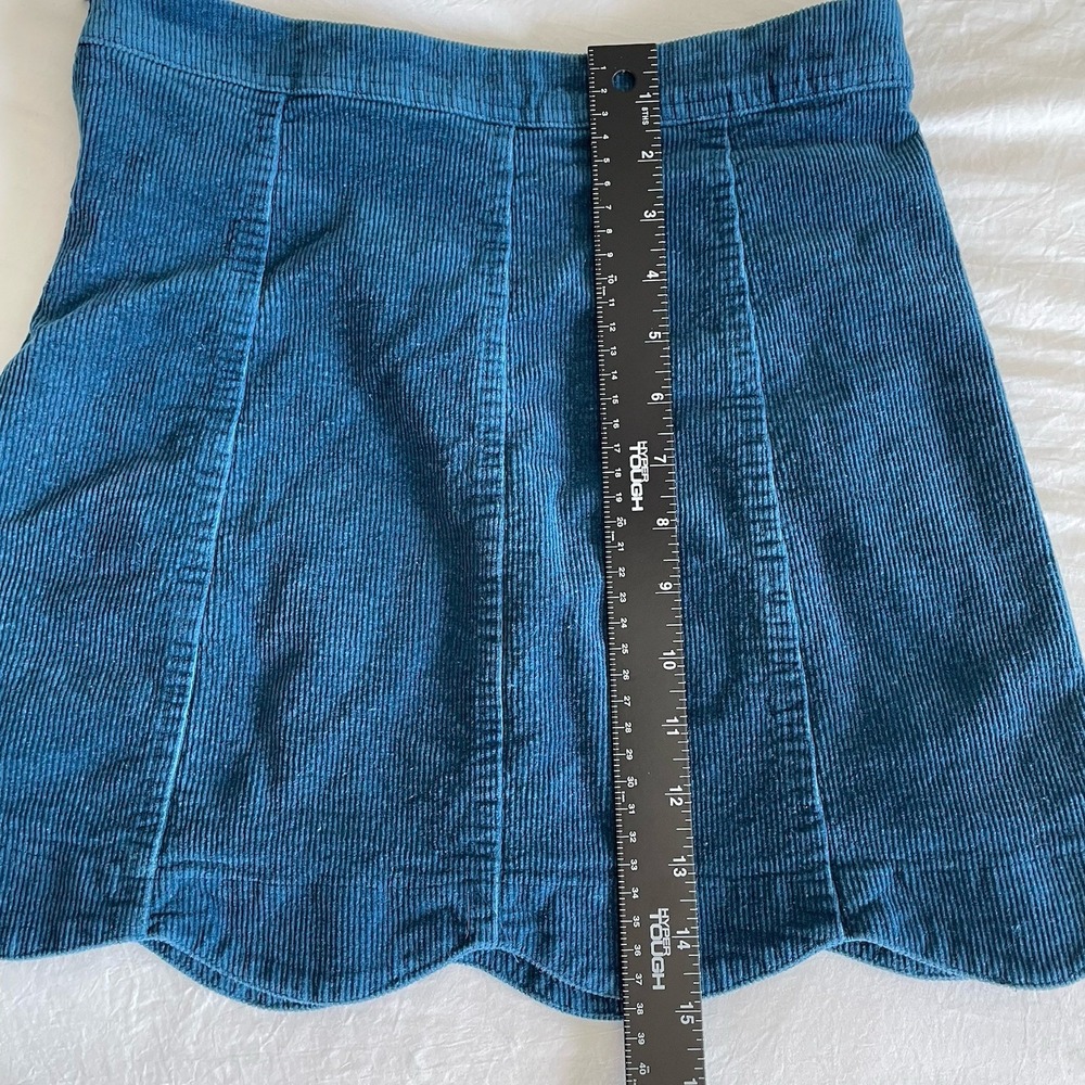 Alter'd State Size Small Blue Courderoy Mini Skirt Scalloped Dark Academia Boho - Picture 6 of 7
